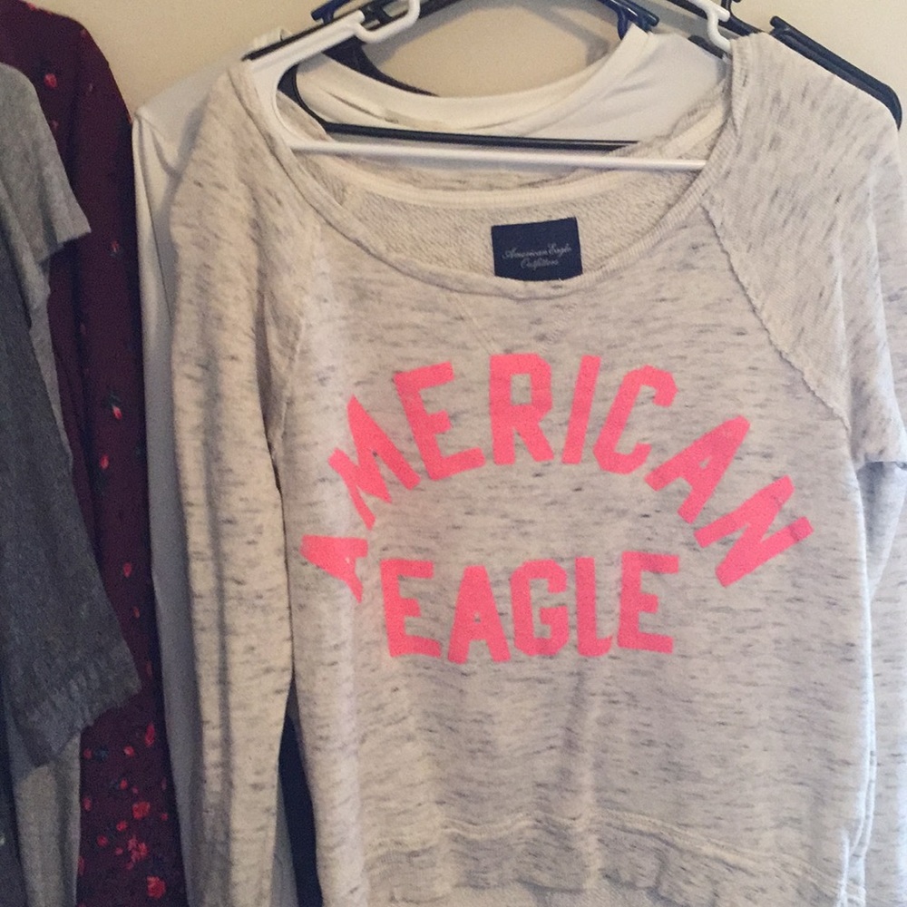 Grey off the shoulder ae sweatshirt